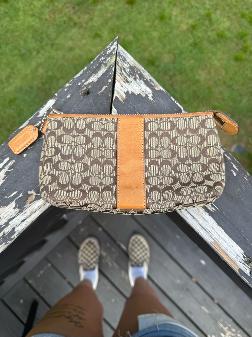 Coach Brown Signature Canvas Pouch